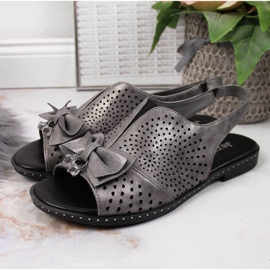 Damensandale mit Jezzi-Schleife in Graphit mehrfarbig grau 2