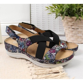 Damen-Ledersandalen auf bequemem Gummi Helios 100 schwarz mehrfarbig 2