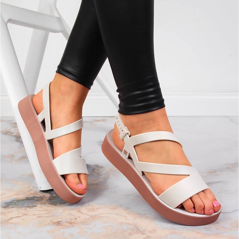 Cremefarbene Gummisandalen für Damen Zaxy JJ285053 beige mehrfarbig 1