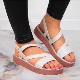 Cremefarbene Gummisandalen für Damen Zaxy JJ285053 beige mehrfarbig 2