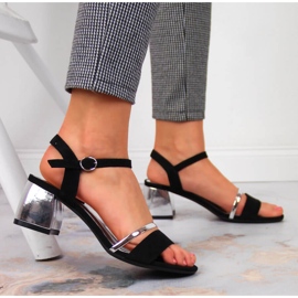 Sergio Leone schwarz-silberne Sandalen am Pfosten silber- 2