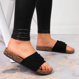 Schwarze Damenhausschuhe mit Perlen eVento 2