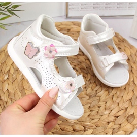 American Club weiße Sandalen mit Klettverschluss für Mädchen 1