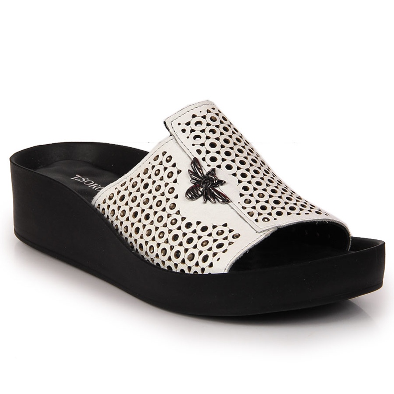 Weiße durchbrochene Lederpantoffeln für Damen T.Sokolski 2