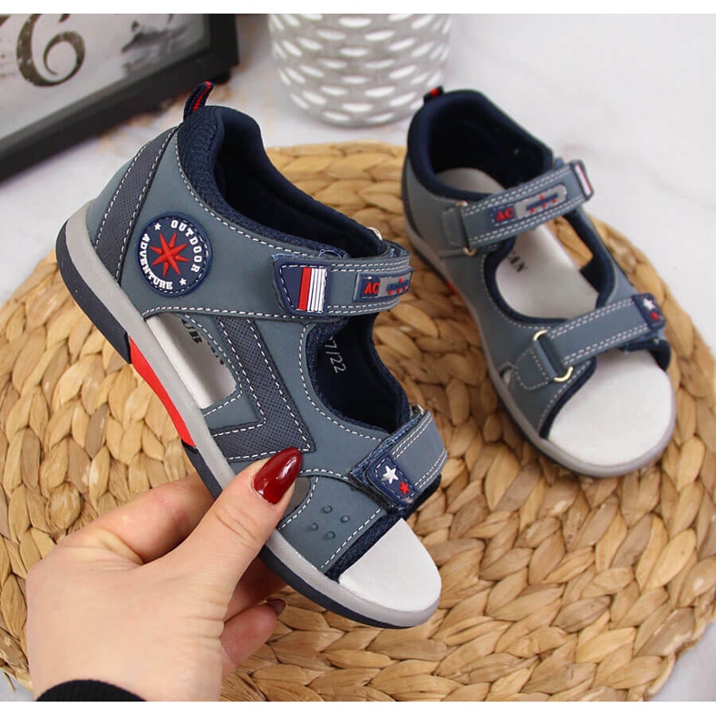 Marineblaue Sandalen mit Klettverschluss von American Club für Jungen 1