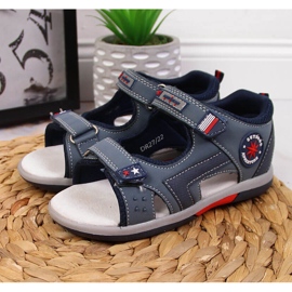 Marineblaue Sandalen mit Klettverschluss von American Club für Jungen 2