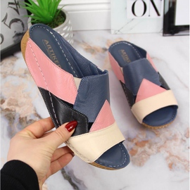 Bequeme farbige Artiker-Leder-Hausschuhe für Damen mehrfarbig 1
