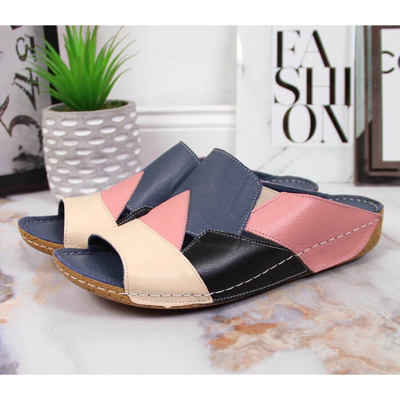 Bequeme farbige Artiker-Leder-Hausschuhe für Damen mehrfarbig 2