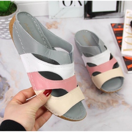 Bequeme Damen-Lederslipper in Multicolor Artiker grau mehrfarbig 1