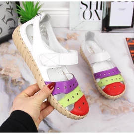 Damen-Ledersandale mit durchbrochenem Artiker weiß mehrfarbig 1