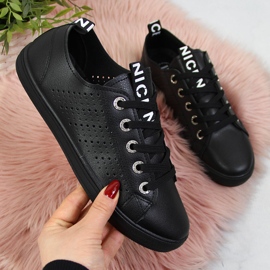 Damenturnschuhe mit Öko-Leder schwarz Filippo 1