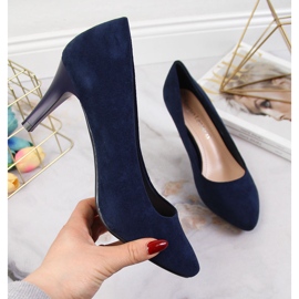 Pumps auf einem marineblauen Wildleder-Stiletto von Sergio Leone 1
