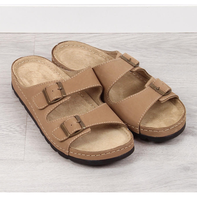 Bequeme Herren Lederhausschuhe beige Helios 813 2