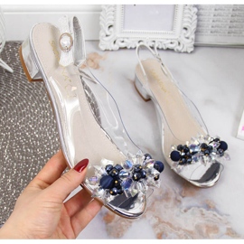 Transparente Damensandalen mit silbernen Sabatina-Steinen silber- 1