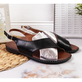 Schwarze und silberne Jezzi-Sandalen für Damen 2