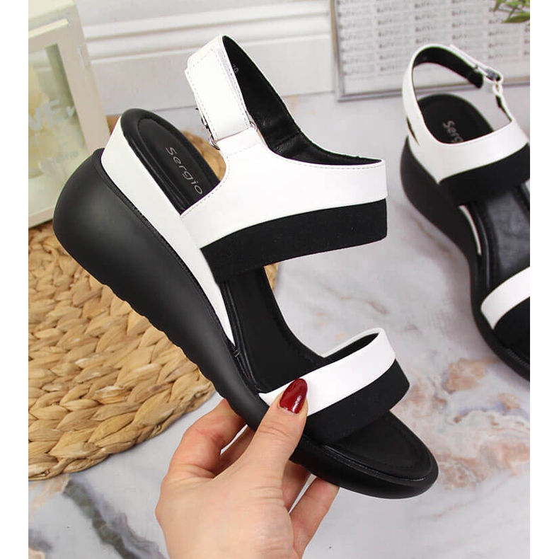 Damensandalen auf einem weißen Keilabsatz von Sergio Leone 1