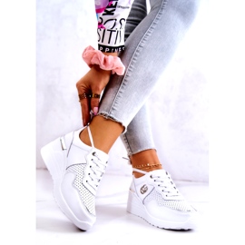 S.Barski Damen Sport Lederschuhe Turnschuhe Weiß Loissa silber- 2