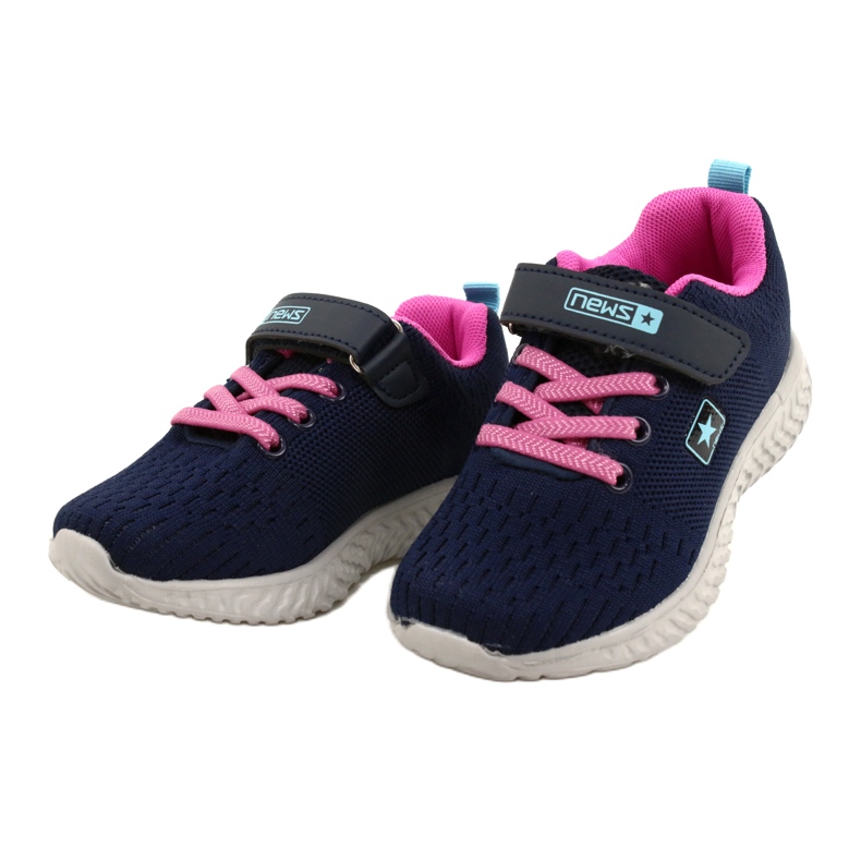 NEWS Sportschuhe mit Klettverschluss 22DZ23-4843-M Marineblau rosa 3