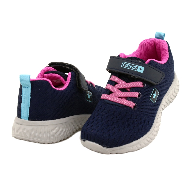 NEWS Sportschuhe mit Klettverschluss 22DZ23-4843-M Marineblau rosa 4