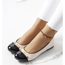 Beige Damenballerinas Petra schwarz 1