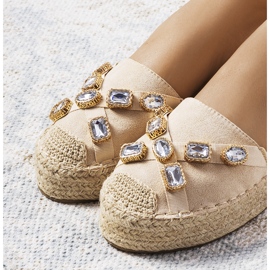 Beigefarbene Espadrilles mit Taimi-Zirkonia 2