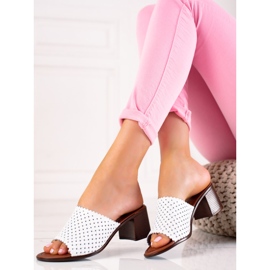 W. Potocki Lederpantoffeln auf Absatz Potocki weiß 1