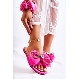 PS1 Damenhausschuhe mit dekorativer Schleife Fuchsia Calerine rosa 1