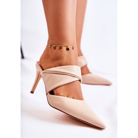 PS1 Lederpantoffeln auf einem High Heel Aveline beige 2