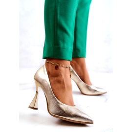 Modischer Lederpumps Lewski Shoes 3181 Golden 1
