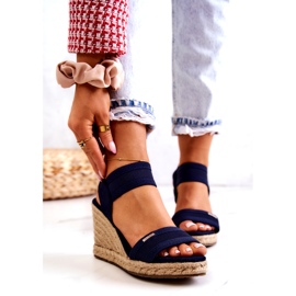 Damensandalen mit Keilabsatz Big Star JJ274977 Marineblau navy blau 1