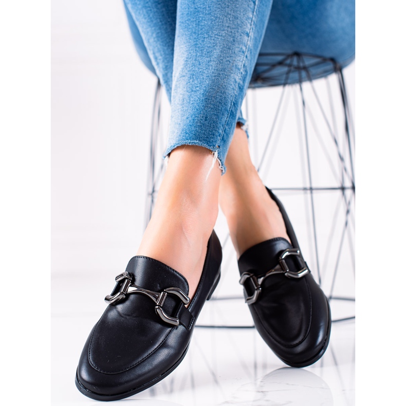 Lovery Klassische Mokassins mit Ornament schwarz 2