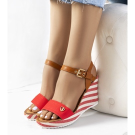 Rote Espadrilles auf dem Storey Wedge braun 1