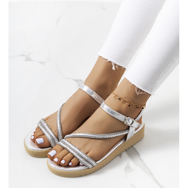 Silberne Damensandalen von Ray silber- 1