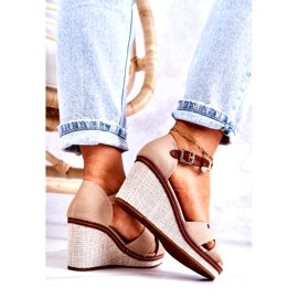 PS1 Damensandalen auf Keil dunkelbeige Veenus braun 4