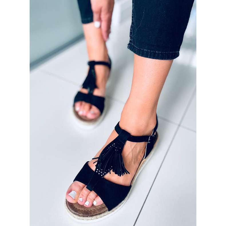 Espadrilles Sandalen auf dem Keil Bessi Black schwarz 1