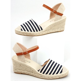 Irma Blau gestreifte Espadrilles beige navy blau 1