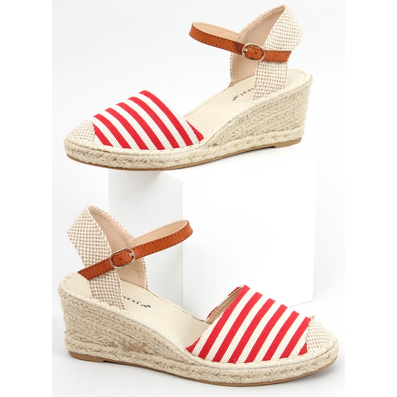 Irma Rot gestreifte Espadrilles beige 1