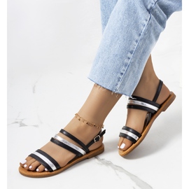 Schwarze Hibbins-Sandalen für Damen silber- 1