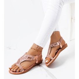 Pinkfarbene Mikayla-Sandalen in Metallic-Optik rosa golden 1