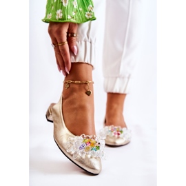 PA2 Lederballerinas auf hohen Absätzen mit goldener Elena-Verzierung 1