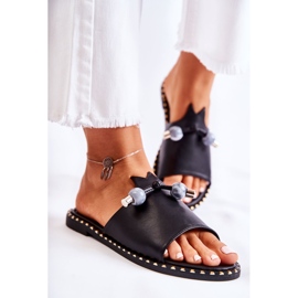 Vinceza Klassische Damenhausschuhe mit Schleife Black Cassia schwarz 1