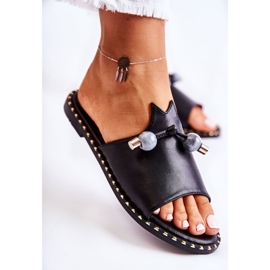 Vinceza Klassische Damenhausschuhe mit Schleife Black Cassia schwarz 2