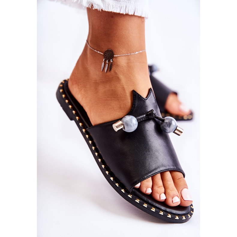 Vinceza Klassische Damenhausschuhe mit Schleife Black Cassia schwarz 2