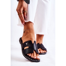 Vinceza Modische Damenhausschuhe mit schwarzem Miquel-Emblem 1