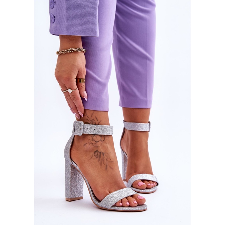 NFR Damensandalen mit Absatz Silber Glitter Joalice silber- 1