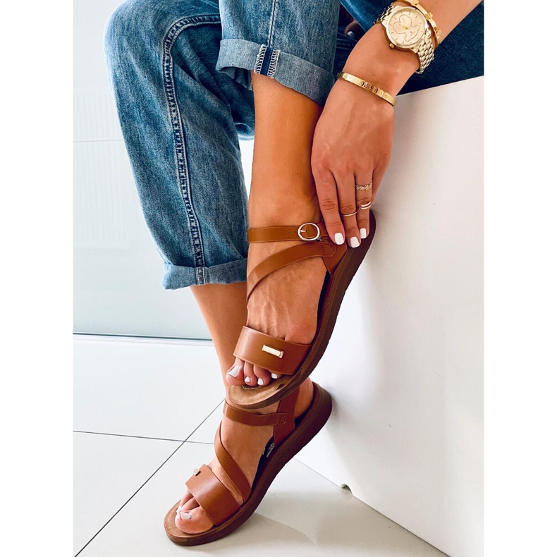 Blatt Camel Damensandalen braun 2