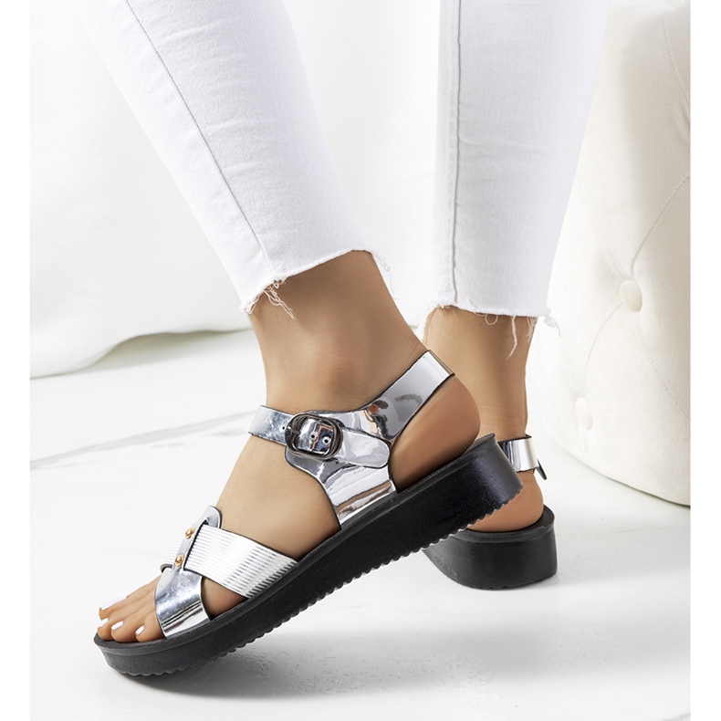 Tulia silberne Damensandalen 1