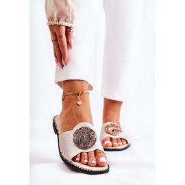 S.Barski Lederpantoffeln für Damen mit goldener Colene-Verzierung 1