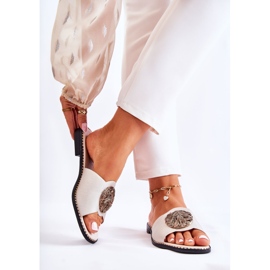 S.Barski Lederpantoffeln für Damen mit goldener Colene-Verzierung 2