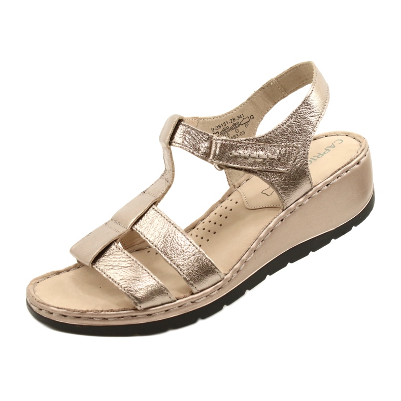 Komfort-Ledersandalen Caprice 28152-28 341 Taupe Metallic golden 5